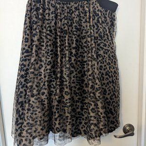 Leopard print tulle and chiffon skirt